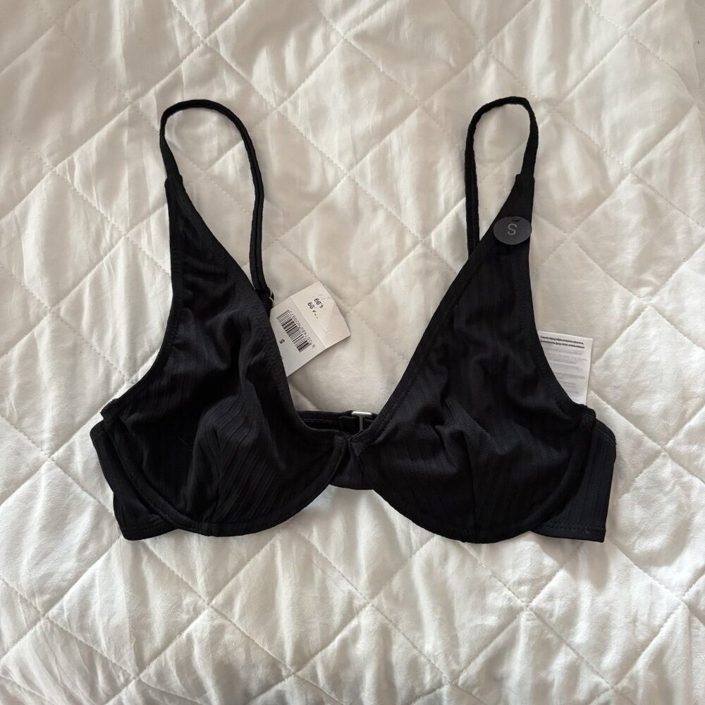 NWT Cotton on Body Womens Size Small Black Bathing Suit Bikini Top‎ Beach Pool